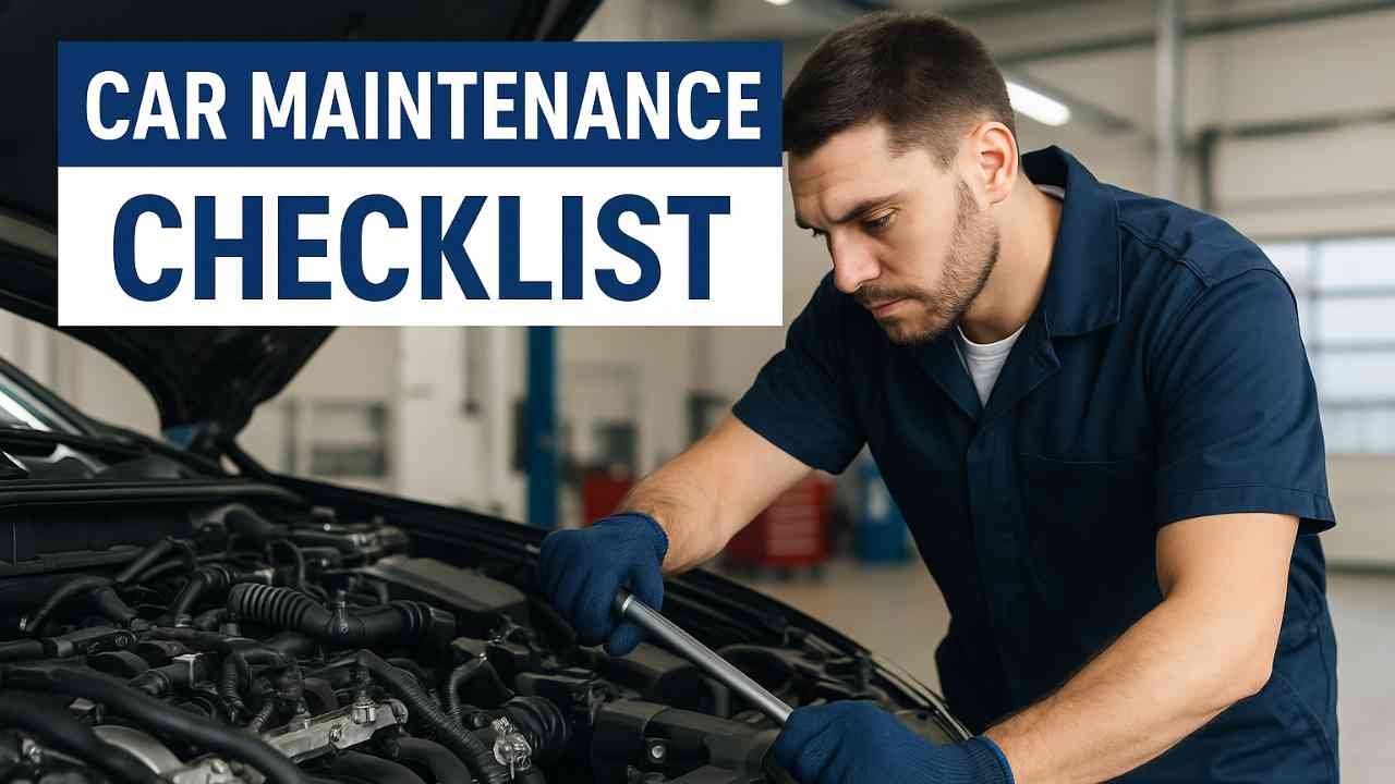 Mechanic working on a car with maintenance tools in the garage