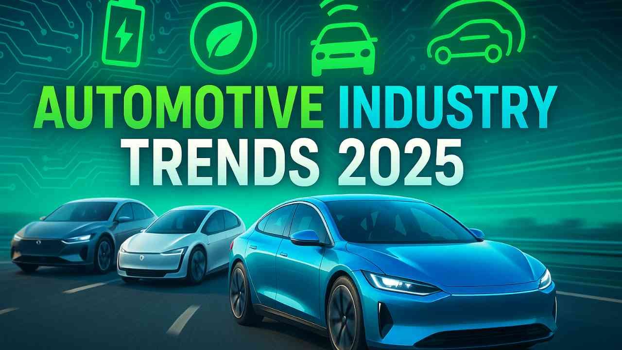 Futuristic cars on the road with connected car icons and green energy symbols
